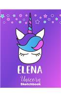 Elena Sketchbook: Cute Unicorn Personalized First Name Sketch Book for Drawing, Sketching, Journaling, Doodling and Making Notes. Pink and Trendy, Fun and Fantasy Sta