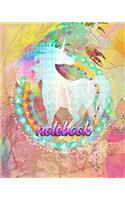 Notebook: Colorful Rainbow Unicorn - 100 Pages 8"X10" Girl's Composition Wide Ruled Notebook