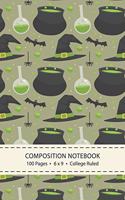 Composition Notebook: 6"x9" College Ruled Lined Paper, Composition Notebook, 100 Lined Pages - Witch Notebook, Witch Journal, School Notebook, Spiders, Witches, Poison, W