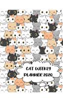 Cat Weekly Planner 2020: Kawaii cat stuff monthly weekly planner with 12 months Jan 2020 - Dec 2020 for Schedule Organizer, To Do List, Academic Schedule, Appointment Calend