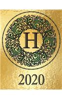 Weekly Planner Initial Monogram "H" January 2020 - December 2020