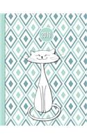 2019 Planner; Sage Cat: 12 Months Week to two-page Diary 140 pages 8.5 x 11 with Contacts - Password - Birthday lists(2019 Weekly Planner Organizer Diary Journal)