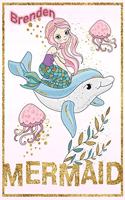 Brenden Mermaid: Wide Ruled Composition Book Diary Lined Journal