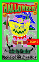 Halloween Color By Number Book For Kids Ages 8-12