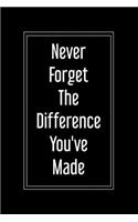 Never Forget The Difference You've Made: Retirement & Appreciation Gifts for Women and Professionals Who Have Made a Positive Influence on People's Lives.: ( 6 x 9 inch, 120 Pages).