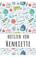 Notizen von Henriette: Liniertes Notizbuch für deinen personalisierten Vornamen