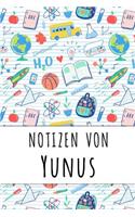 Notizen von Yunus: Liniertes Notizbuch für deinen personalisierten Vornamen