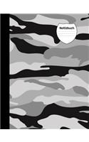 Notizbuch: Camouflage grau, Blanko Notizheft, Notizenbuch liniert