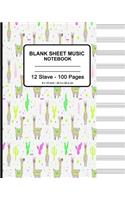 Blank Sheet Music Notebook: Llama Print (2), Musicians Blank Sheet Music Notebook, Staff Manuscript Paper Standard - 12 Stave