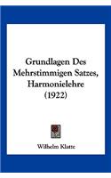 Grundlagen Des Mehrstimmigen Satzes, Harmonielehre (1922)