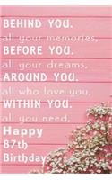 Behind You All Your Memories Before You All Your Dreams Happy Birthday: Lined Journal / Notebook - Rose Gold 82th Birthday Gift For Women - Fun And Practical Alternative to a Card - Impactful 82 Years Old Wishes -