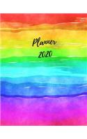 2020 Planner Weekly Monthly Rainbow Colors, Daily Agenda, Calendar 12 months large (8,5 x 11 in) Pretty gift