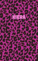 Kiera: Personalized Pink Leopard Print Notebook (Animal Skin Pattern). College Ruled (Lined) Journal for Notes, Diary, Journaling. Wild Cat Theme Design wi