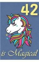 42 Is Magical - Birthday Unicorn Lined Journal: A Fun Book to Celebrate Your Age
