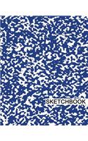 Sketchbook: 8" x 10", Drawing Sketchbook, Unlruled Notebook, Drawing Paper Pad, Marble (Blue) - (Sketch book)