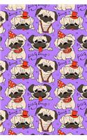 Journal Notebook Funny Pugs Pattern 8: 110 Page Lined and Numbered Journal With Index Pages In Portable 6 x 9 Size, Perfect For Writing, Taking Notes, List Making, Journaling and Doodling