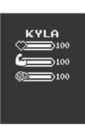 Kyla: Pixel Retro Game 8 Bit Design Blank Composition Notebook College Ruled, Name Personalized for Girls & Women. Gaming Desk Stuff for Gamer Girls. Funn