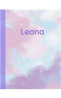 Leona: Personalized Composition Notebook - College Ruled (Lined) Exercise Book for School Notes, Assignments, Homework, Essay Writing. Purple Pink Blue Cov