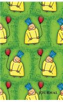 Journal: Lined Notebook or Diary, Balloons, Kids, Fun, Green & Yellow