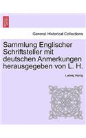 Sammlung Englischer Schriftsteller Mit Deutschen Anmerkungen Herausgegeben Von L. H.: (German)