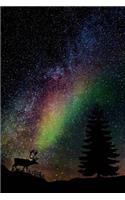 A Stag, the Aurora Borealis, and the Stars at Night Nature Journal: 150 Page Lined Notebook/Diary