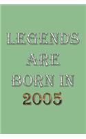 Legends Are Born In 2005 Notebook