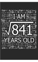 I Am 841 Years Old: I Am Square Root of 841 29 Years Old Math Line Notebook