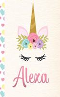 Alexa: Personalized Unicorn Journal For Girls - 8.5x11 110 Pages Notebook/Diary With Pink Name