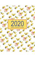 2020 Planner Weekly & Monthly 8.5x11 Inch: Happy Bee One Year Weekly and Monthly Planner + Calendar Views