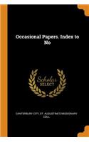 Occasional Papers. Index to No