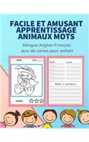 Facile et amusant apprentissage animaux mots bilingue Anglais Français jeux de cartes pour enfant