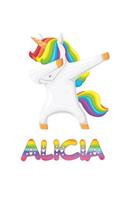 Alicia: Alicia 6x9 Journal Notebook Dabbing Unicorn Rainbow