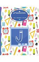 Composition Notebook J: Monogrammed Initial Primary School Wide Ruled Notebook