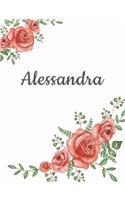 Alessandra: Personalized Composition Notebook - Vintage Floral Pattern (Red Rose Blooms). College Ruled (Lined) Journal for School Notes, Diary, Journaling. Flo