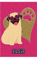 Pug Life Elsie: College Ruled Composition Book Diary Lined Journal Green