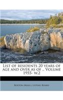 List of Residents 20 Years of Age and Over as of .. Volume 1955- W.2