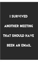 I Survived Another Meeting That Should Have Been An Email.: Lined Notebook, Motivational Journal Planner. 120 Pages. 6 in x 9 in Cover, Gift for mens, womens, kids, girls, boys.