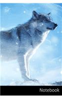 Notebook: Animal, Lobo, Nieve, Arte Cuaderno / Diario / Libro de escritura / Notas - 6 x 9 pulgadas (15.24 x 22.86 cm), 110 páginas, superficie brillante.