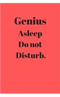 Genius Asleep Do Not Disturb: A5 (6 x 9 Inches) Personal Journal . High Quality Hand Writing Journal with 100 Pages