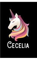 Cecelia: Journal (Diary, Notebook) Personalized Custom Name Unicorn Birthday Gift for Girls and Women