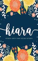 Kiara: Notebook - Libreta - Cahier - Taccuino - Notizbuch: 110 pages paginas seiten pagine: Modern Florals First Name Notebook in Orange, Mint & Yellow on 