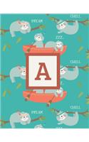 A: Letter Cute Sloth Animal Monogrammed 2020 Weekly Planner - January 2020 - December 2020 (8.5"x11")