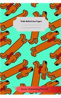 Dog Sloth Theme Wide Ruled Line Paper