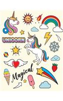 magical unicorn: unicorn on cream cover and Dot Graph Line Sketch pages, Extra large (8.5 x 11) inches, 110 pages, White paper, Sketch, Draw and Paint(3 Unicorn on Cream Notebook)