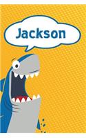 Jackson: Personalized Shark Handwriting Practice Paper for Kids Notebook 120 Pages 6x9