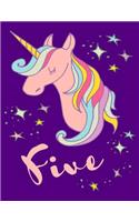 Magical Unicorn 5th Birthday Lined Notebook: Cute Composition Book Journal Diary Notepad for 5 Year Old Girls to Write in Fifth Birthday Gift for Five Yr Old (8.5 X 11 - 120 Pages - Wide Ruled)