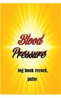 Blood pressure log book record, pulse