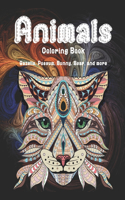 Animals - Coloring Book - Gazella, Possum, Bunny, Bear, and more