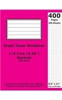 Graph Paper Notebook: 0.25 Inch (1/4 in) Squares; 8.5" x 11"; 21.6 cm x 27.9 cm; 400 Pages; 200 Sheets; 4x4 Quad Ruled Grid; White Paper; Magenta Glossy Cover; Journal