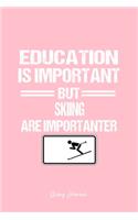 Skiing Journal: Downhill Skiing Snow Education Humor Funny Christmas Gift - Pink Dotted Dot Grid Bullet Notebook - Diary, Planner, Gratitude, Writing, Goal, Log Jou